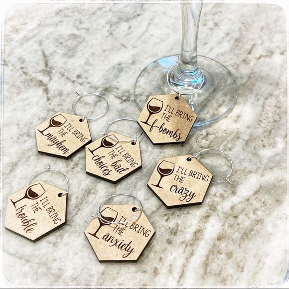 Handmade wine bottle charms (set of 6) - Picture 1 of 1